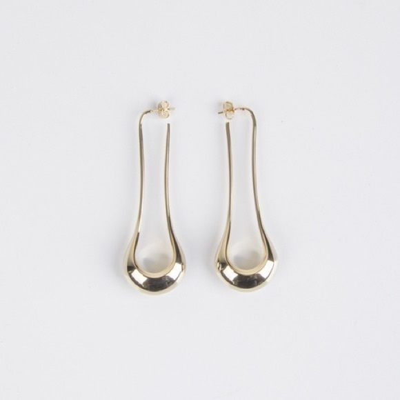 LEMAIRE Long Drop Earrings 540 Light Gold Vermeil